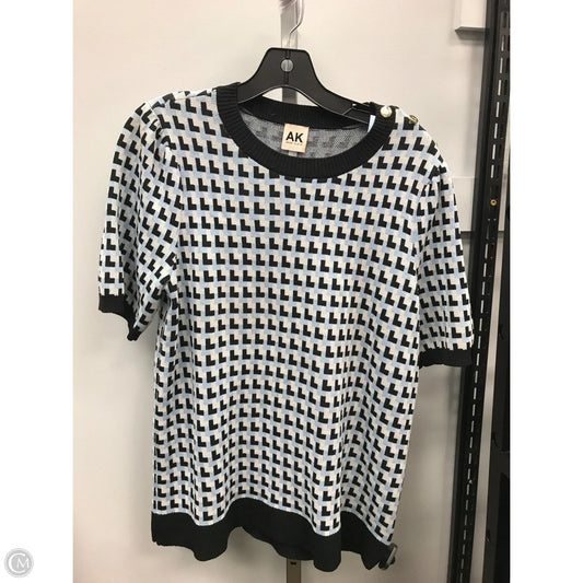 Sweater Short Sleeve By Anne Klein In Black & Blue, Size: L