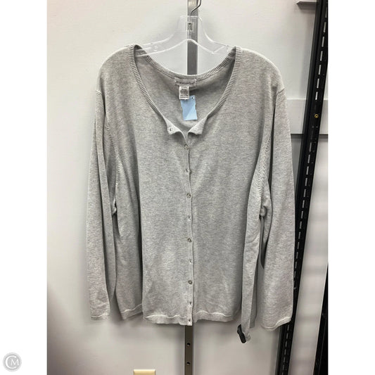 Sweater Cardigan By Jessica London In Grey, Size: 3x