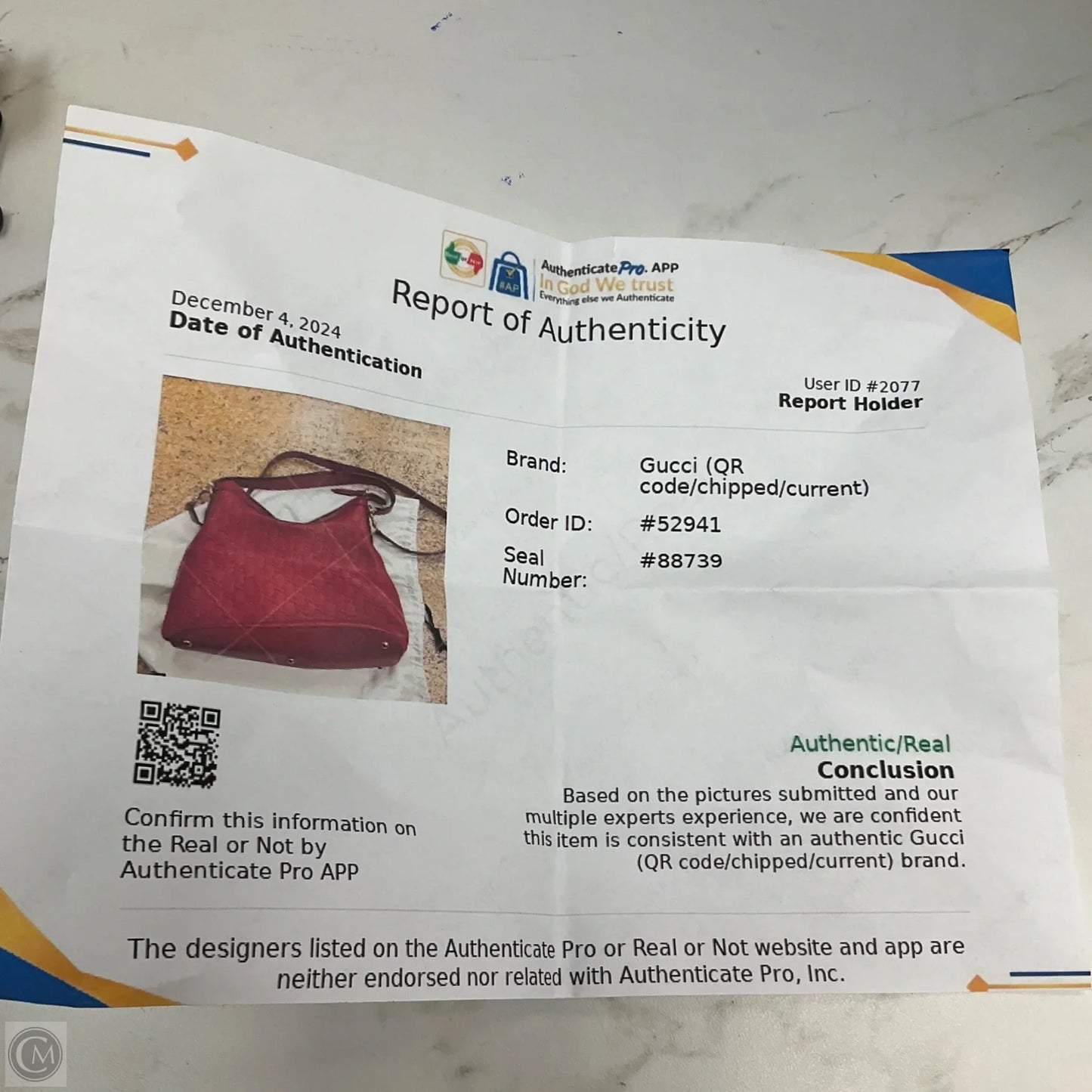 Handbag Luxury Designer By Gucci, Size: Large