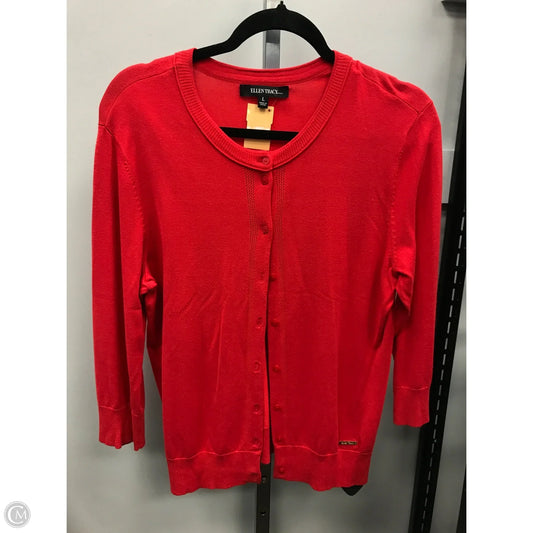 Sweater Cardigan By Ellen Tracy In Red, Size: L