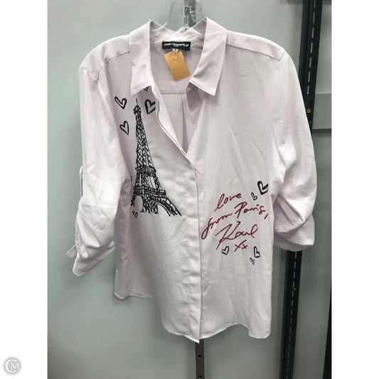 Top Long Sleeve Designer By Karl Lagerfeld In Pink, Size: M