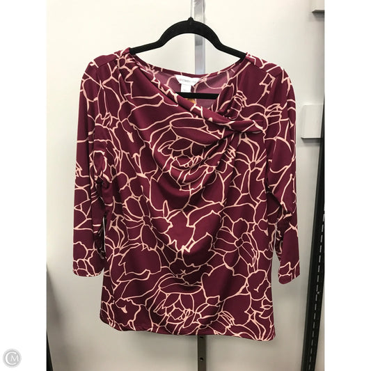Top 3/4 Sleeve By Liz Claiborne In Maroon, Size: L