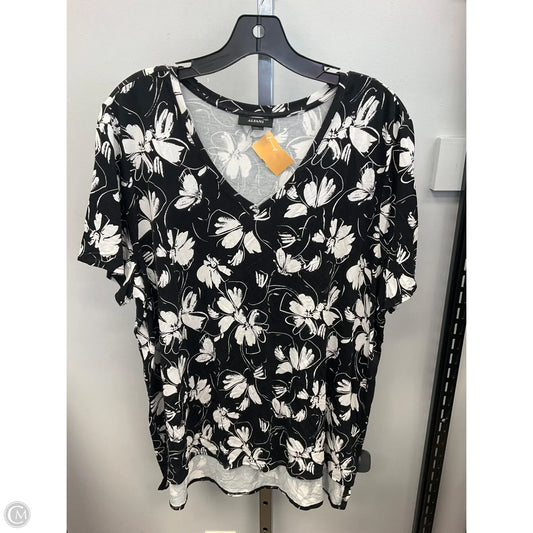Top Short Sleeve By Alfani In Black & White, Size: Xl