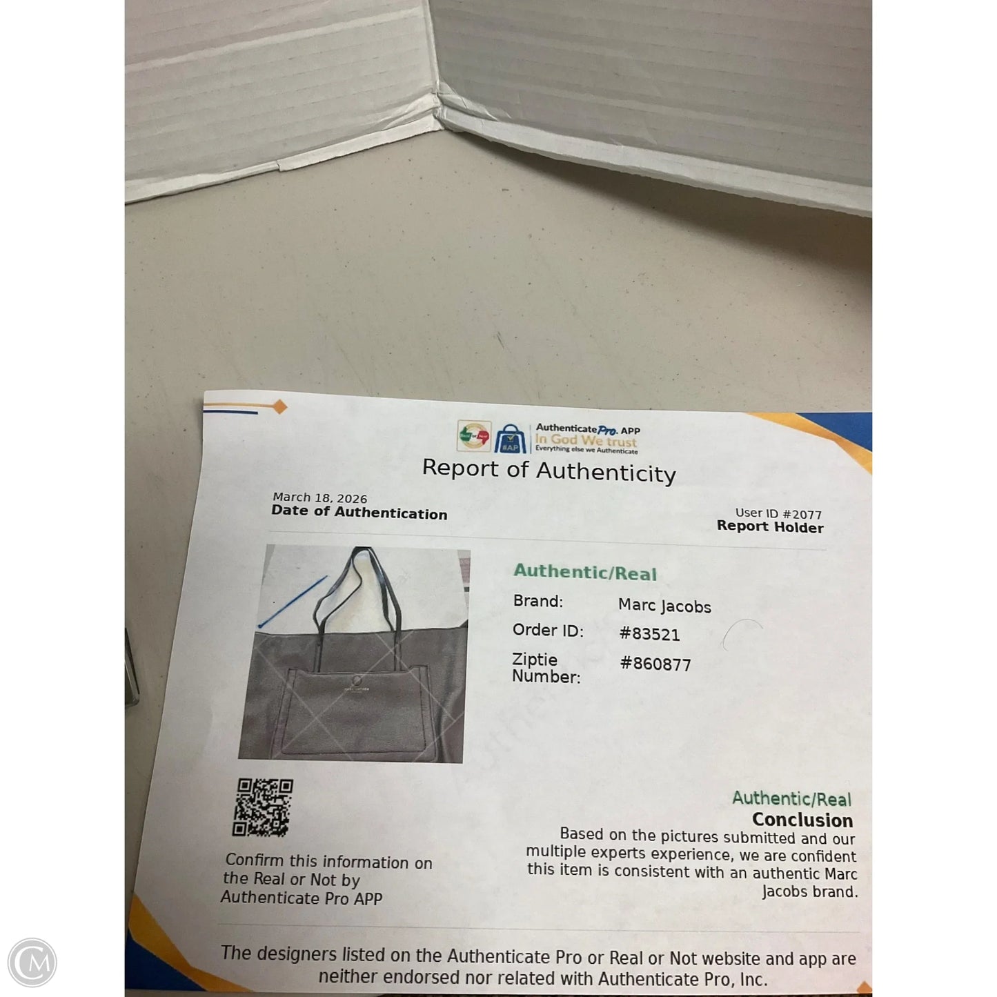 Handbag Luxury Designer By Marc Jacobs, Size: Large