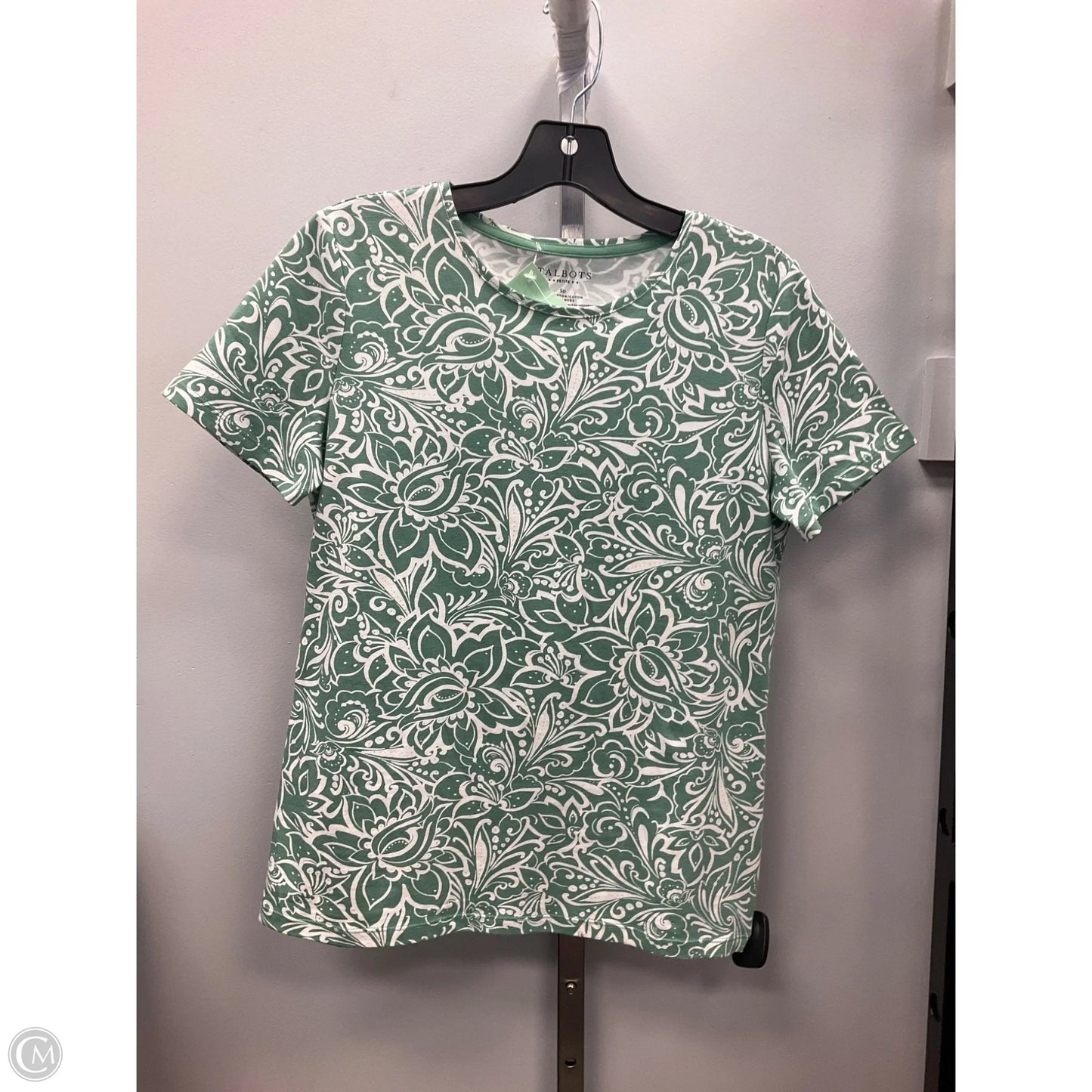 Top Short Sleeve By Talbots In Green & White, Size: Sp