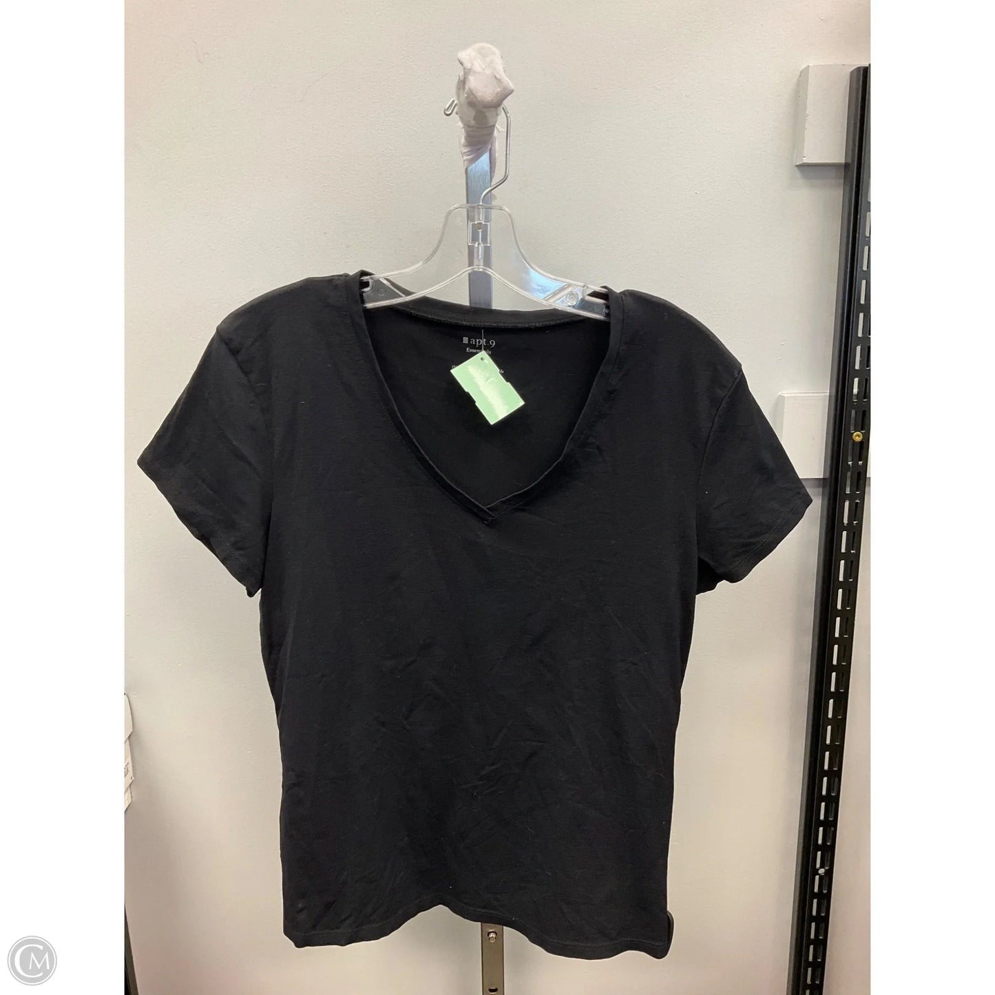 Top Short Sleeve Basic By Apt 9 In Black, Size: L