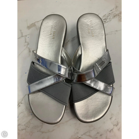 Sandals Heels Wedge By Cole-haan In Silver, Size: 8.5
