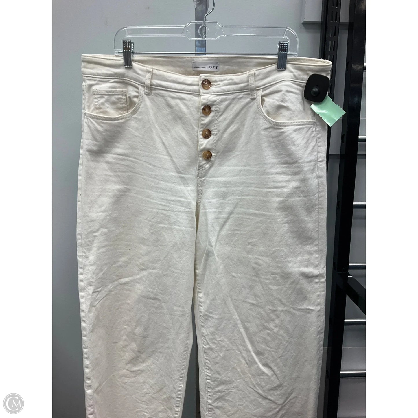 Jeans Wide Leg By Loft In Cream Denim, Size: 14