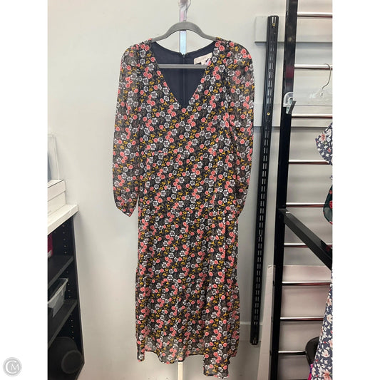 Dress Casual Midi By Loft In Floral Print, Size: 4