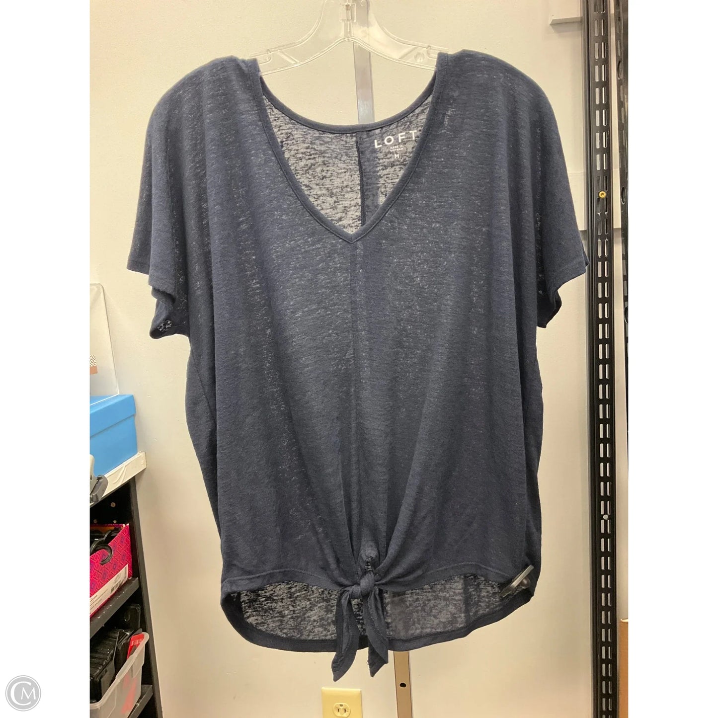 Top Short Sleeve By Loft In Navy, Size: M