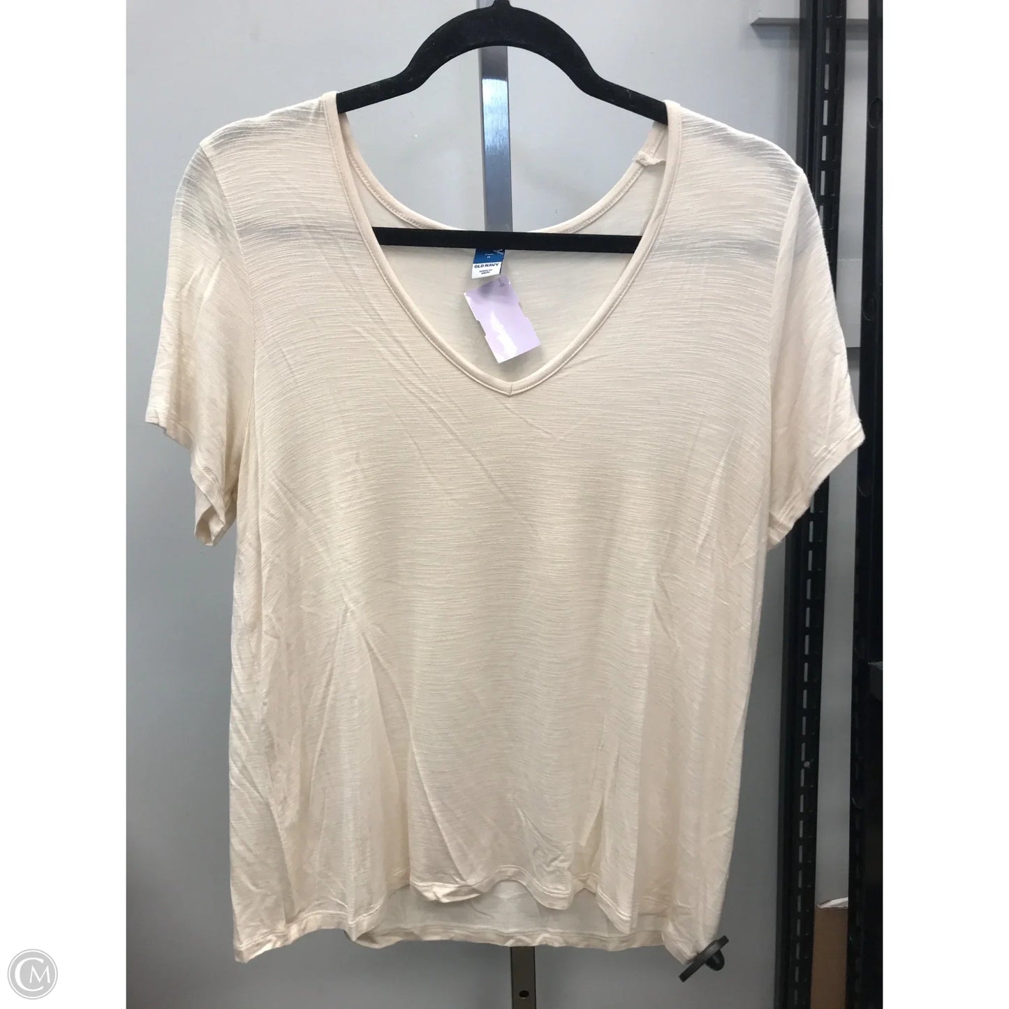 Top Short Sleeve Basic By Old Navy In Cream, Size: M