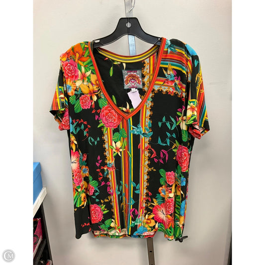 Top Short Sleeve By Johnny Was In Multi-colored, Size: L
