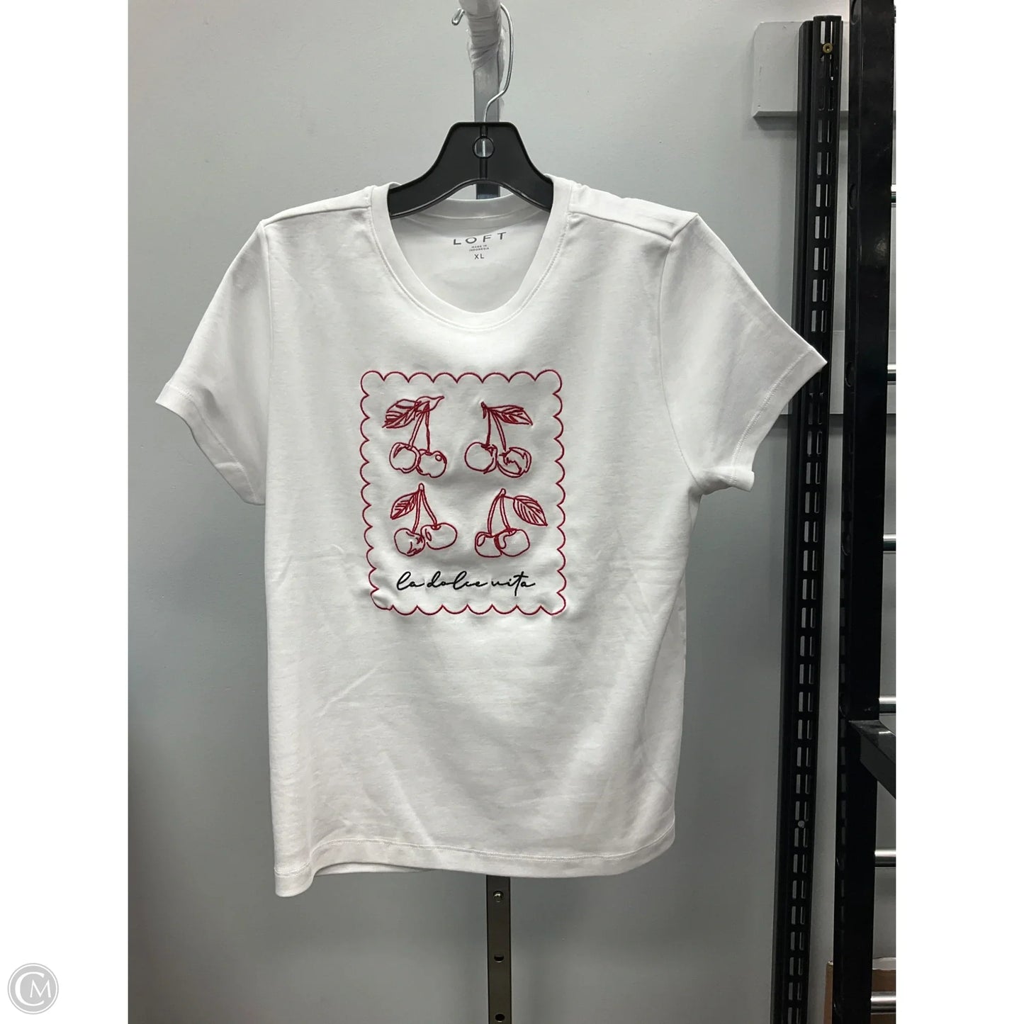 Top Short Sleeve By Loft In White, Size: Xl