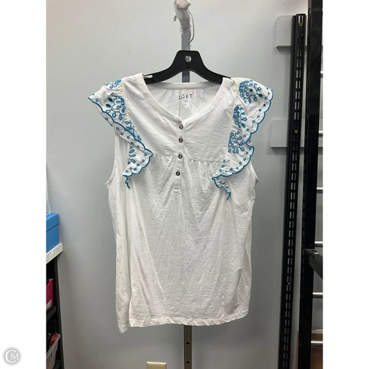 Top Sleeveless By Loft In White, Size: L