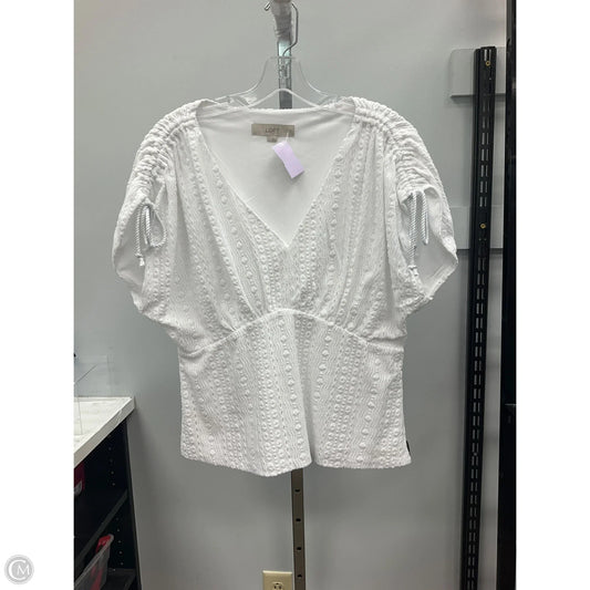 Top Short Sleeve By Loft In White, Size: L