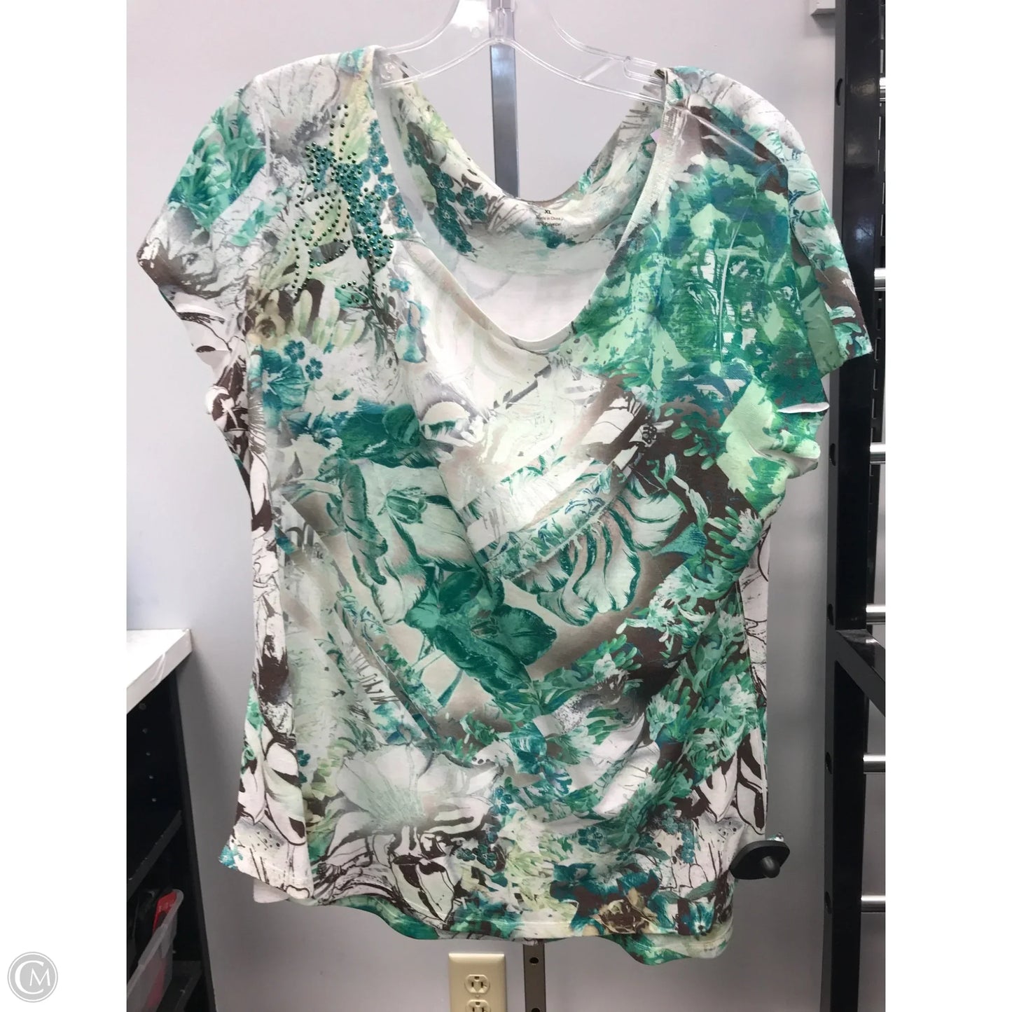 Top Short Sleeve By Style And Company In Green, Size: Xl