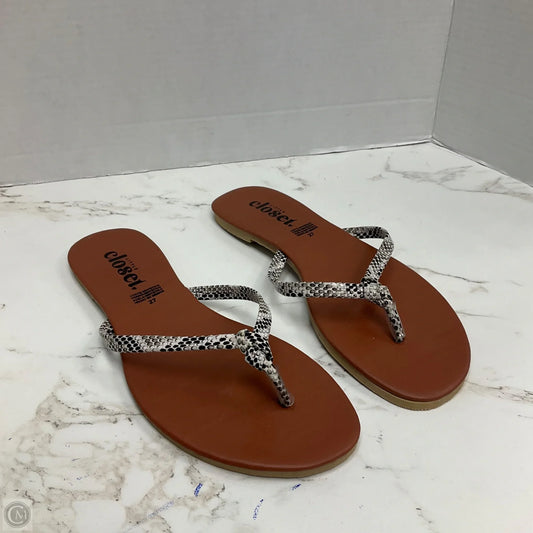 Sandals Flip Flops By Cmc In Snakeskin Print, Size: 9.5