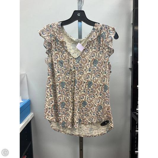 Top Sleeveless By Lucky Brand In Floral Print, Size: L