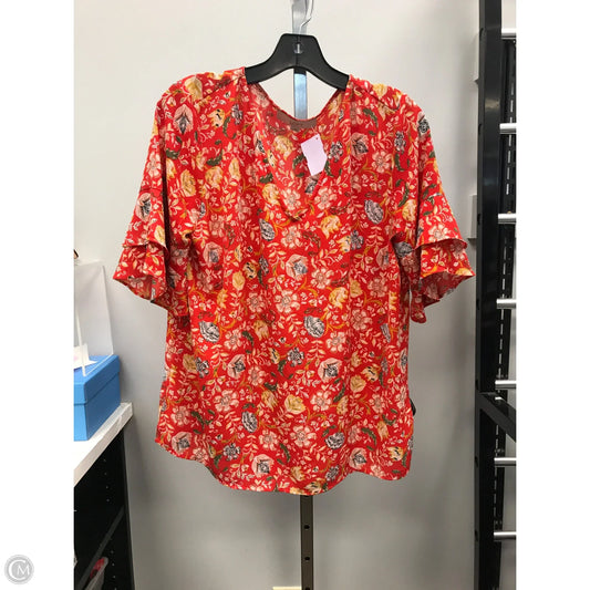 Top Short Sleeve By Loft In Floral Print, Size: M