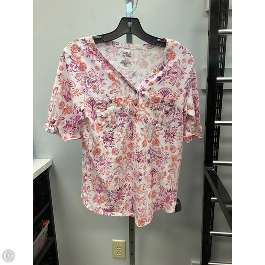 Top Short Sleeve By Croft And Barrow In Pink & Purple, Size: S