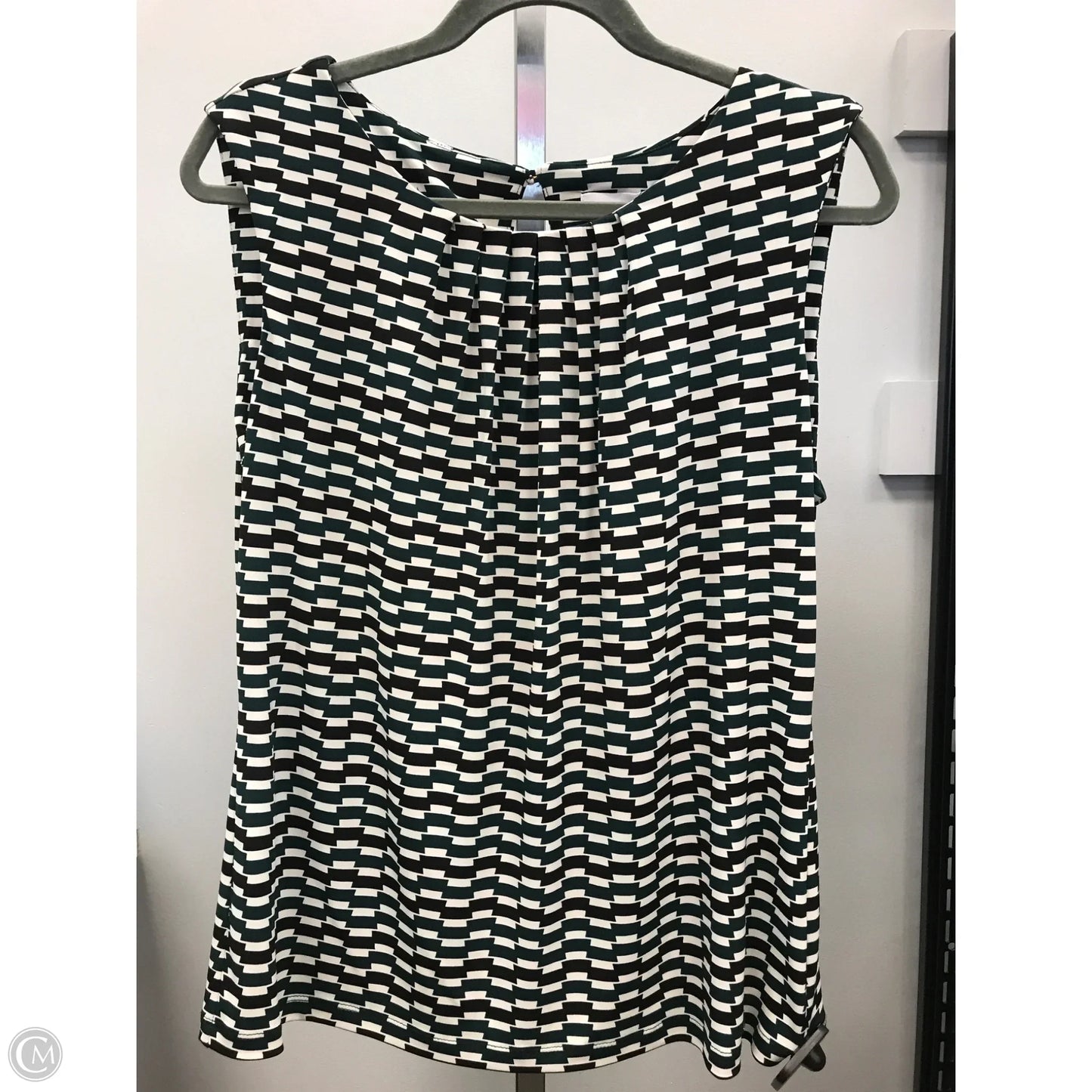 Top Sleeveless By Calvin Klein In Black & Green, Size: L