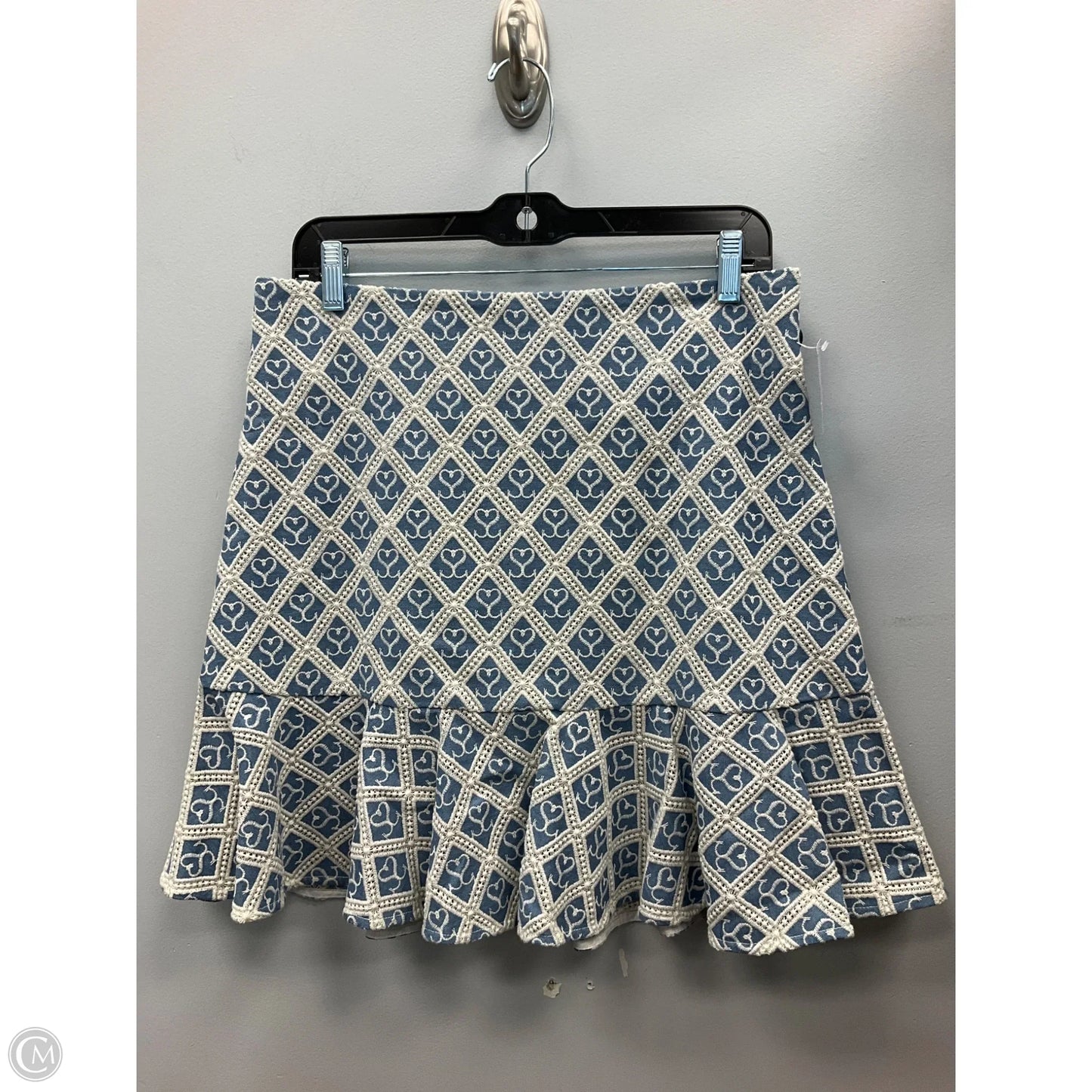Skirt Designer By Sandro In Blue & White, Size: 12