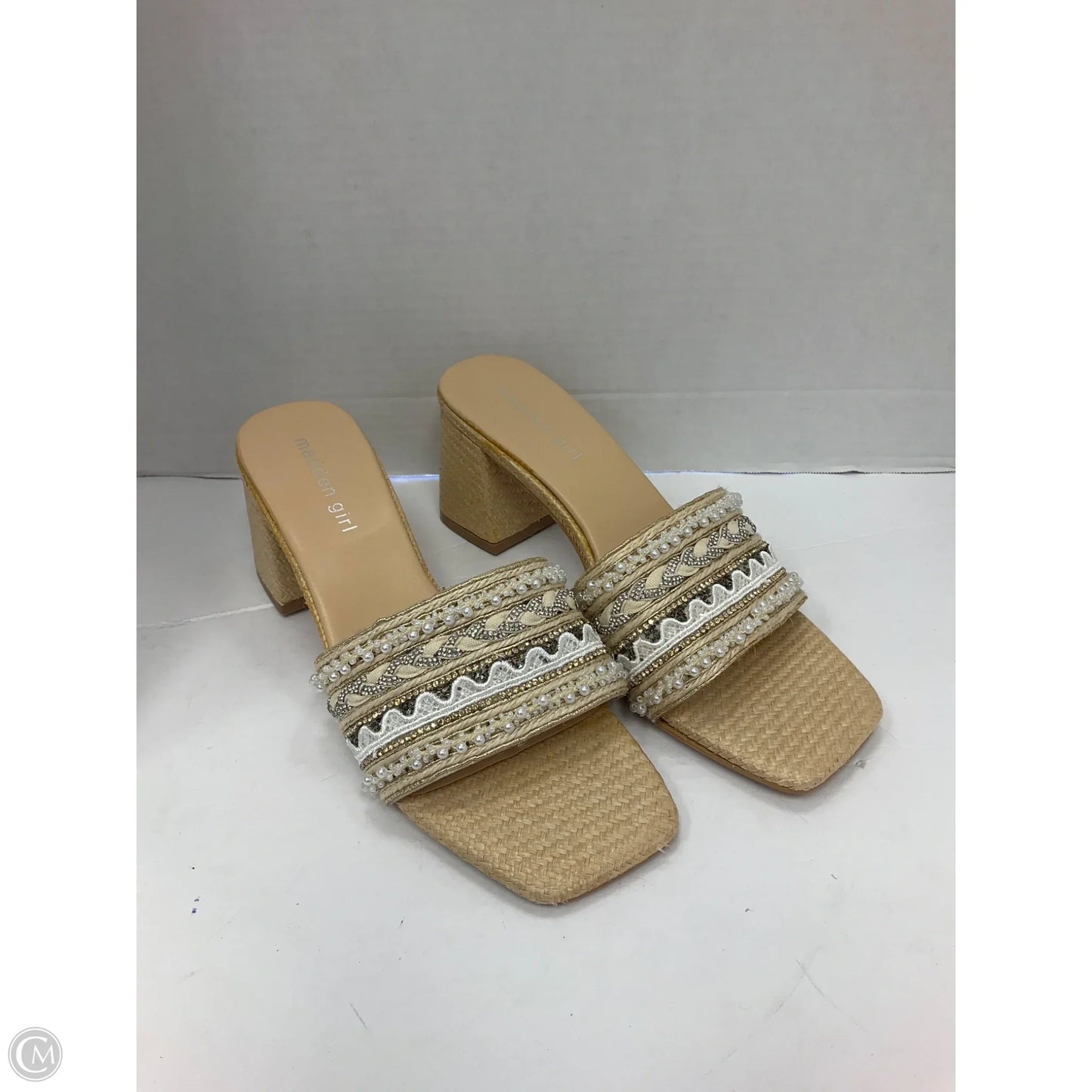 Sandals Heels Block By Madden Girl In Beige, Size: 8.5
