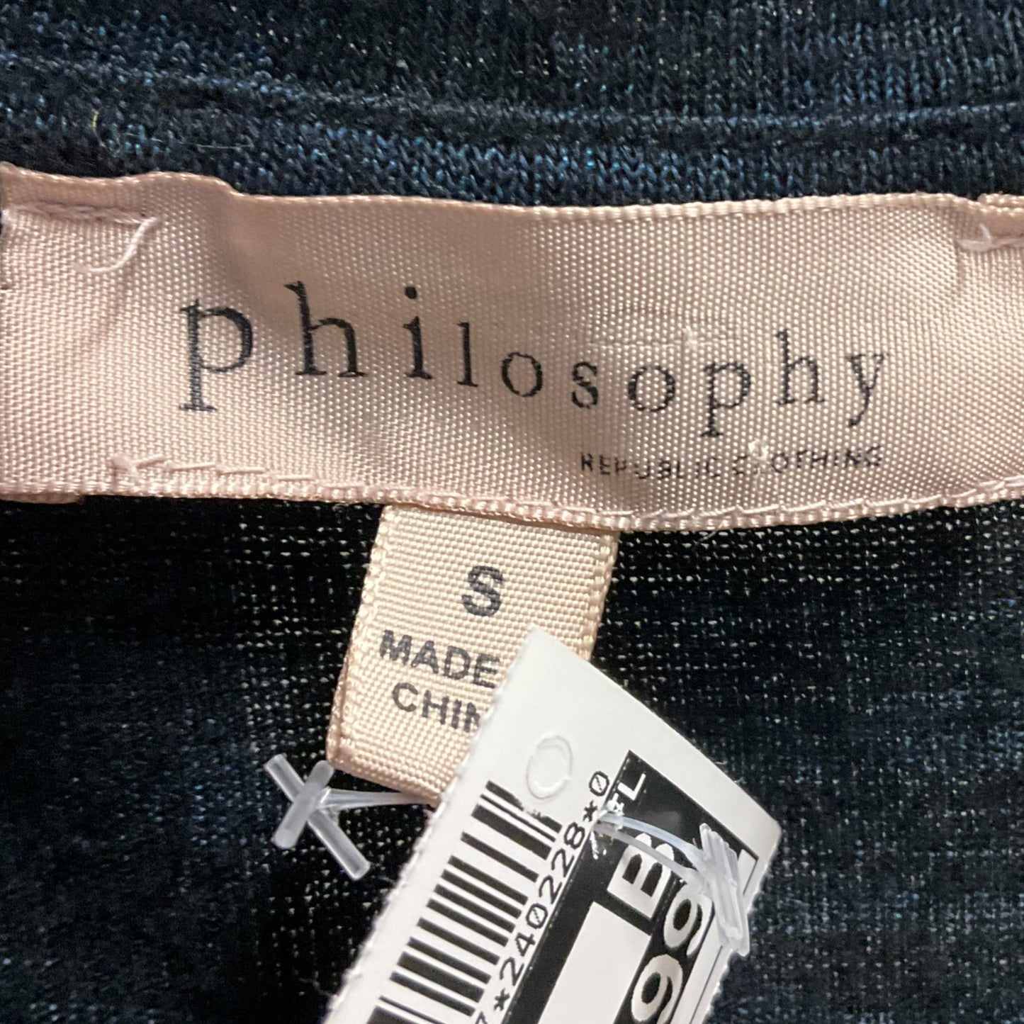 Top Long Sleeve By Philosophy In Black & Blue, Size: S