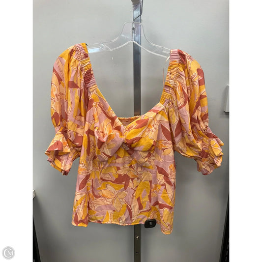 Top Short Sleeve By Nine West In Orange & Yellow, Size: Xl