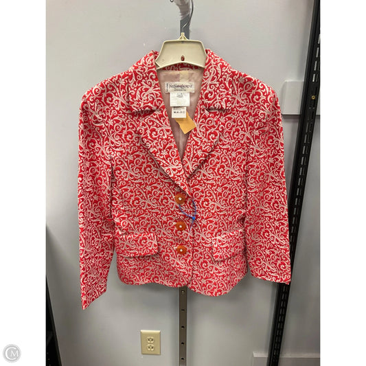 Blazer Luxury Designer By Yves Saint Laurent In Red, Size: 6