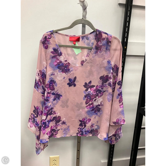 Top Long Sleeve By Jennifer Lopez In Pink & Purple, Size: L