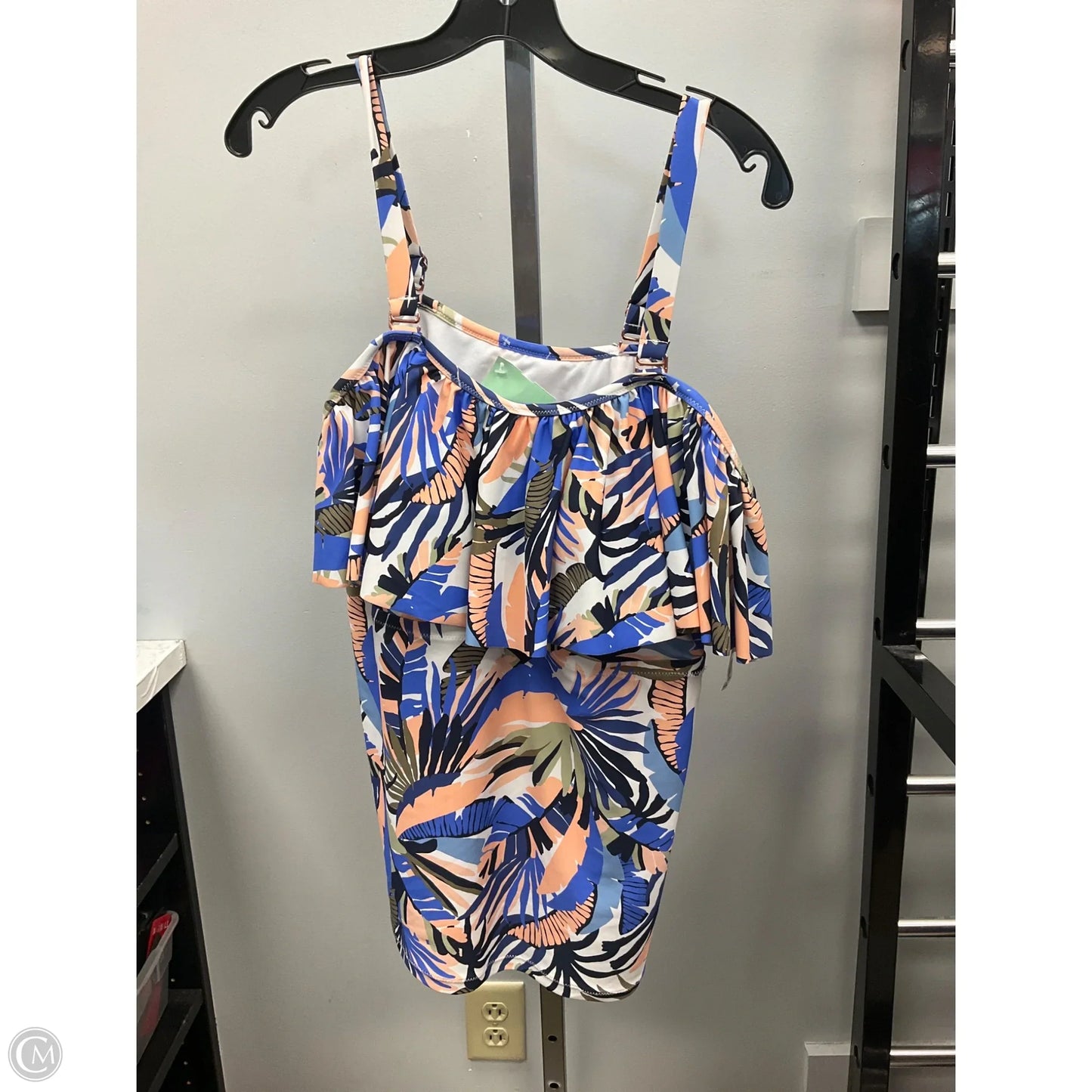 Swimsuit Top By Clothes Mentor In Blue & Cream, Size: 20