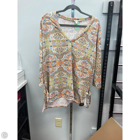 Top 3/4 Sleeve By Sunny Leigh In Paisley Print, Size: Xl