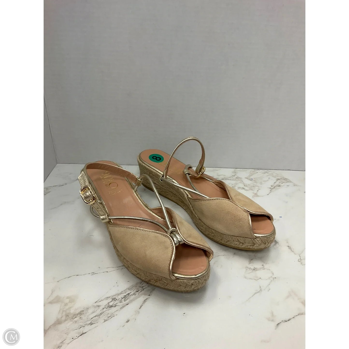Sandals Heels Wedge By Clothes Mentor In Cream, Size: 8