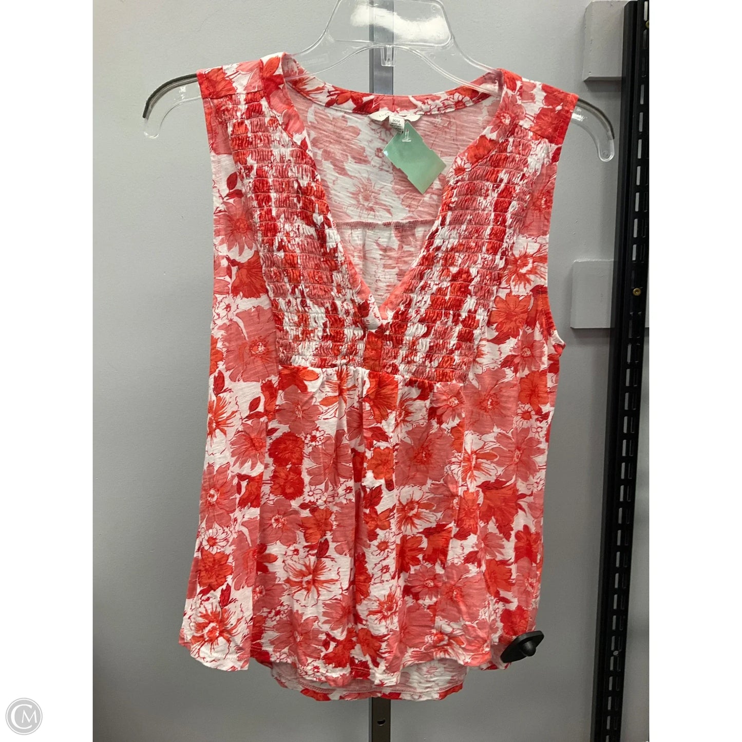 Top Sleeveless By Lucky Brand In Orange & White, Size: M