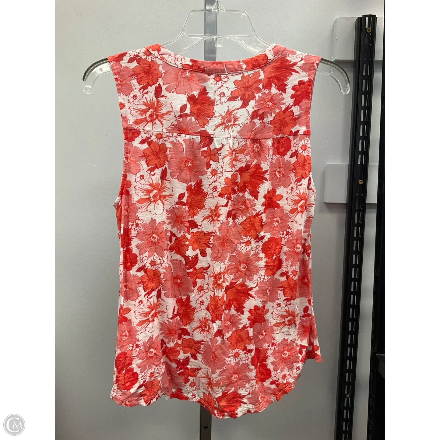 Top Sleeveless By Lucky Brand In Orange & White, Size: M