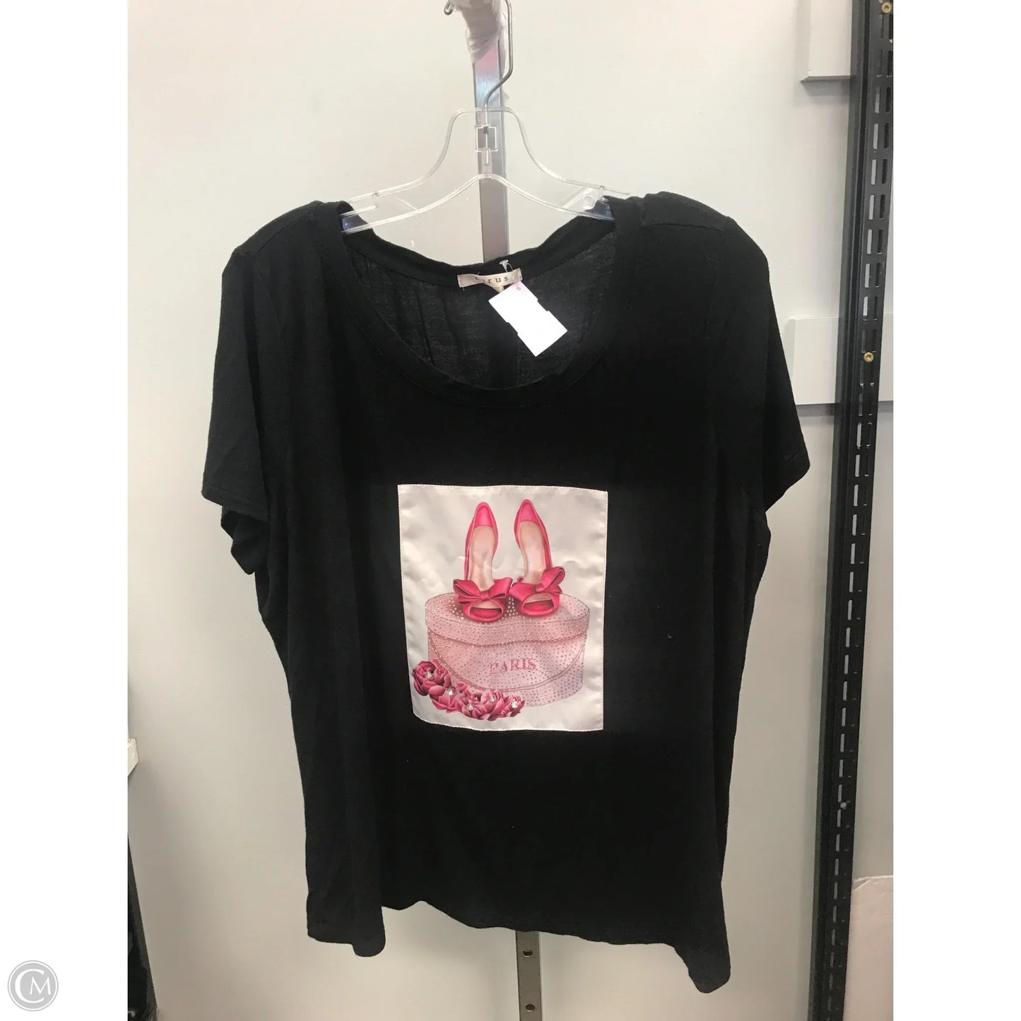 Top Short Sleeve By Cyrus In Black & Pink, Size: Xl