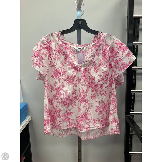 Top Short Sleeve By Cmc In Pink & White, Size: Xl