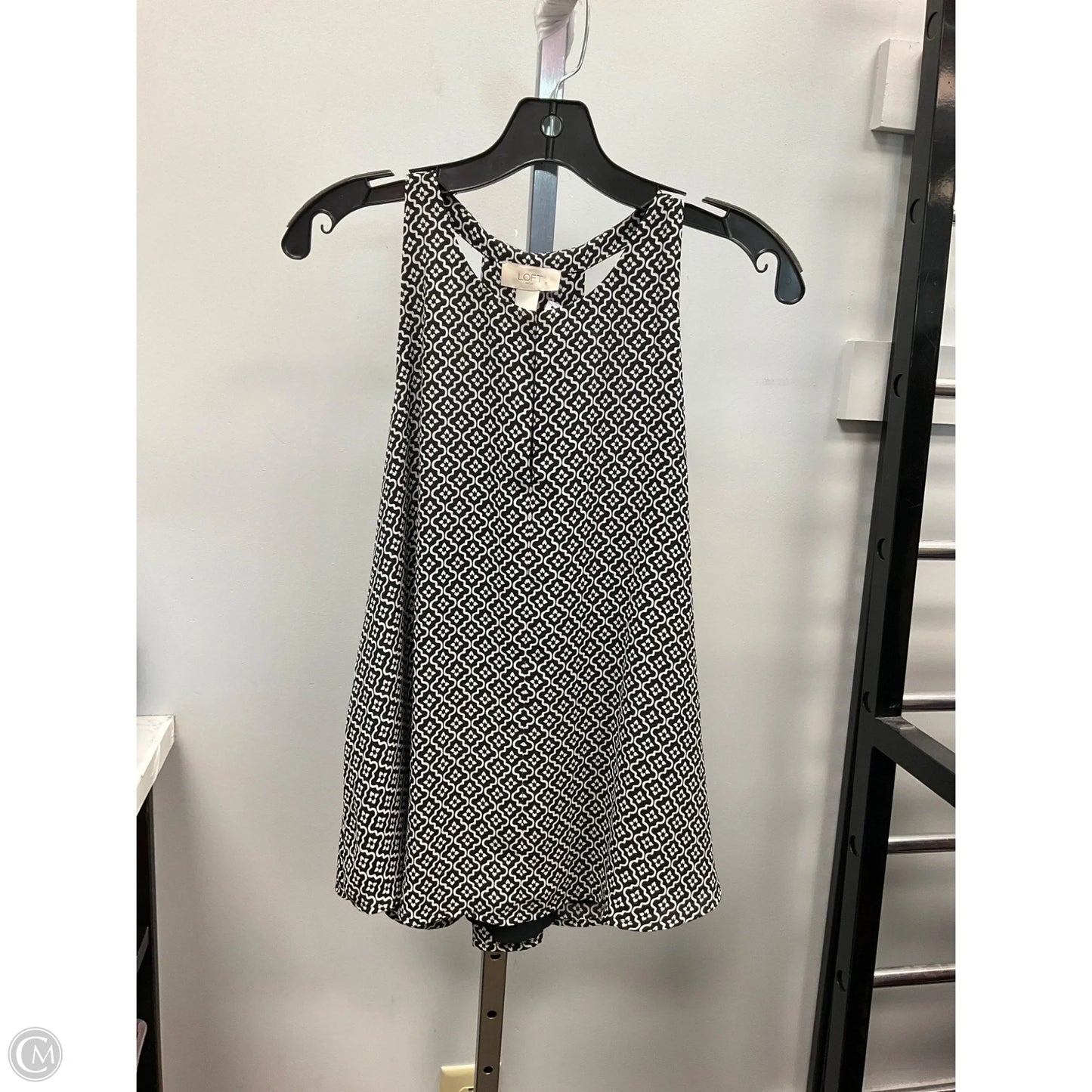Top Sleeveless By Loft In Black & White, Size: S