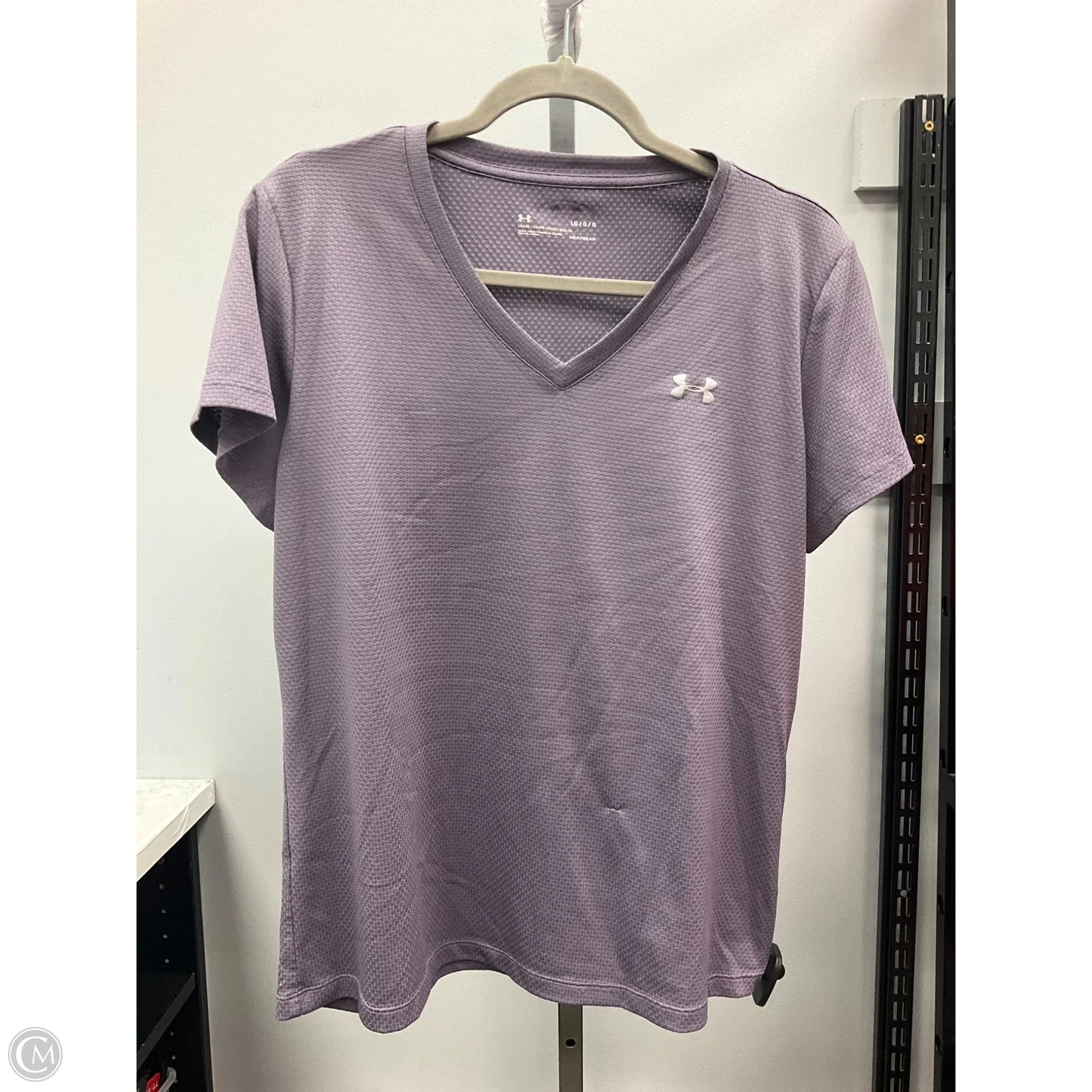 Athletic Top Short Sleeve By Under Armour In Purple, Size: L