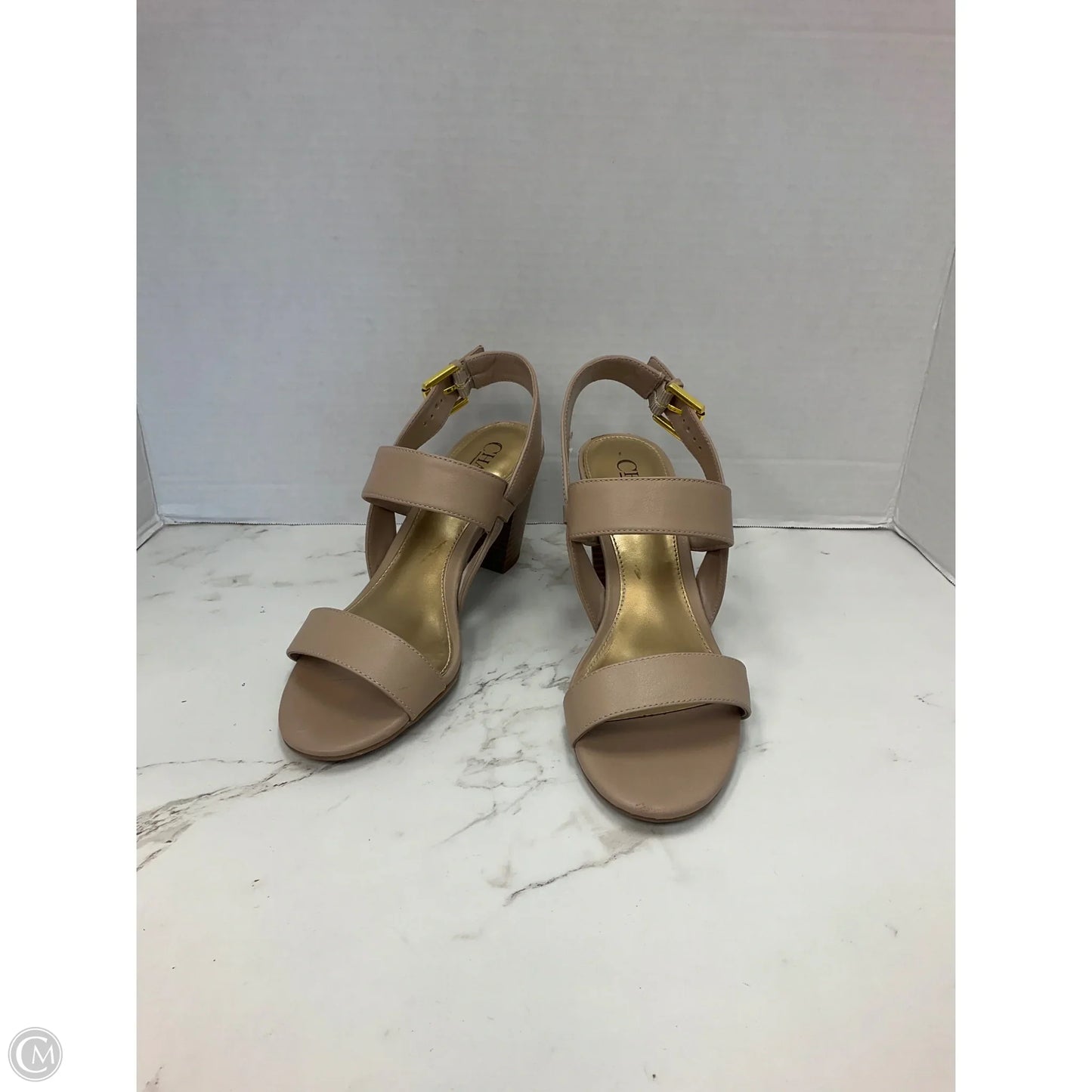 Sandals Heels Stiletto By Chaps In Tan, Size: 7.5