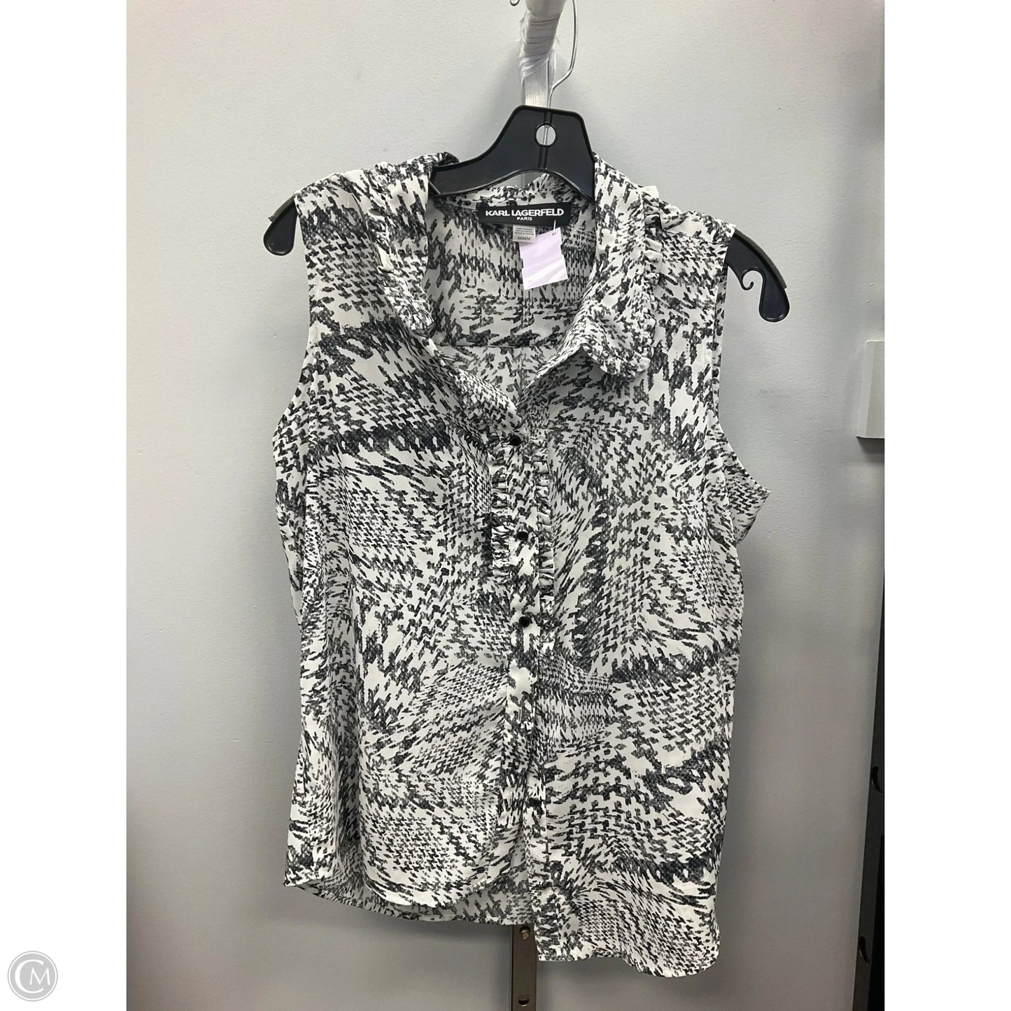 Top Sleeveless Designer By Karl Lagerfeld In Grey, Size: M