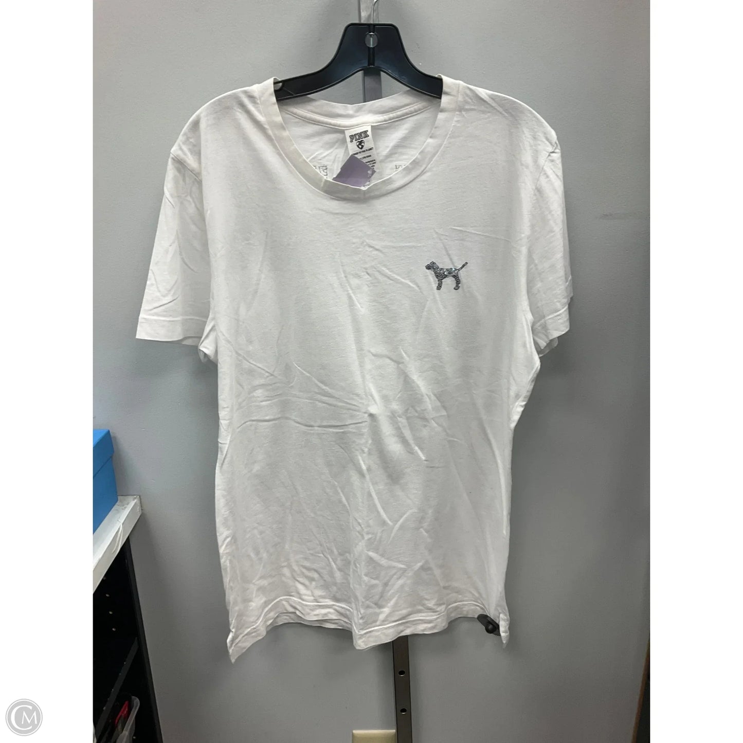 Top Short Sleeve Basic By Pink In White, Size: L