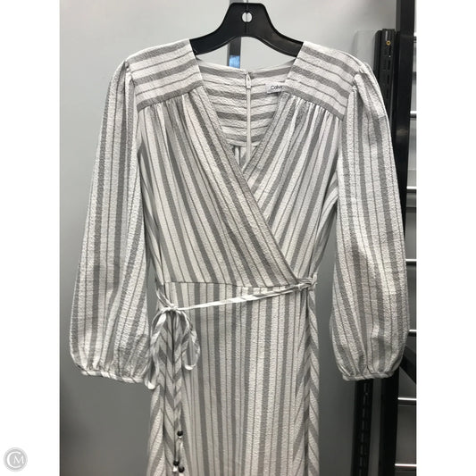 Dress Casual Midi By Calvin Klein In Grey & White, Size: 8