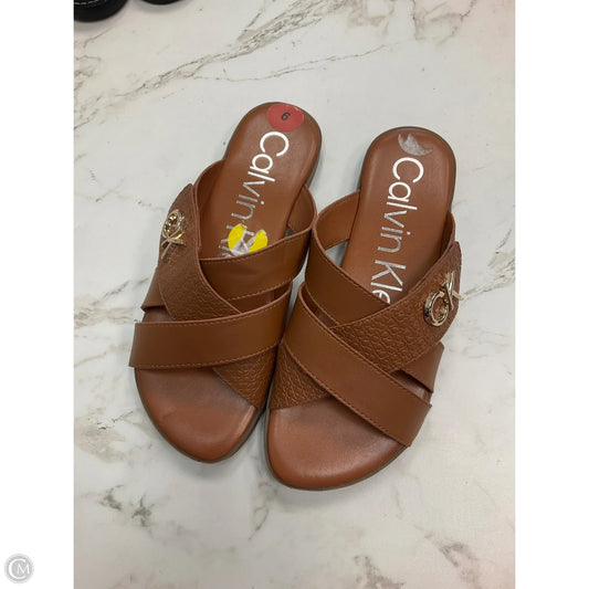 Sandals Flats By Calvin Klein In Tan, Size: 6