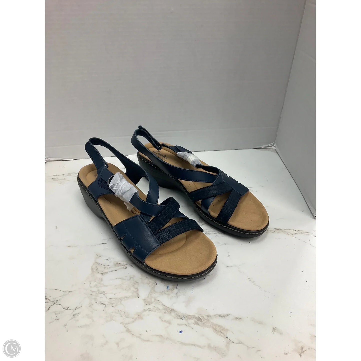 Sandals Heels Block By Clarks In Blue, Size: 9.5