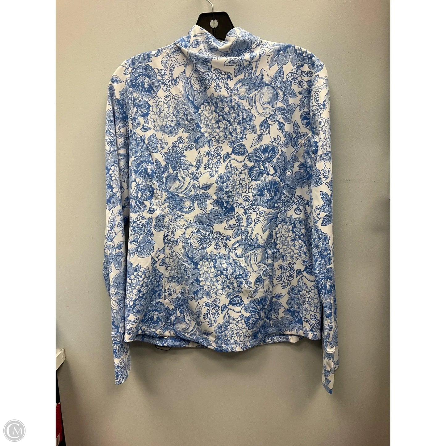 Sweatshirt Collar By Laura Ashley In Blue & White, Size: L