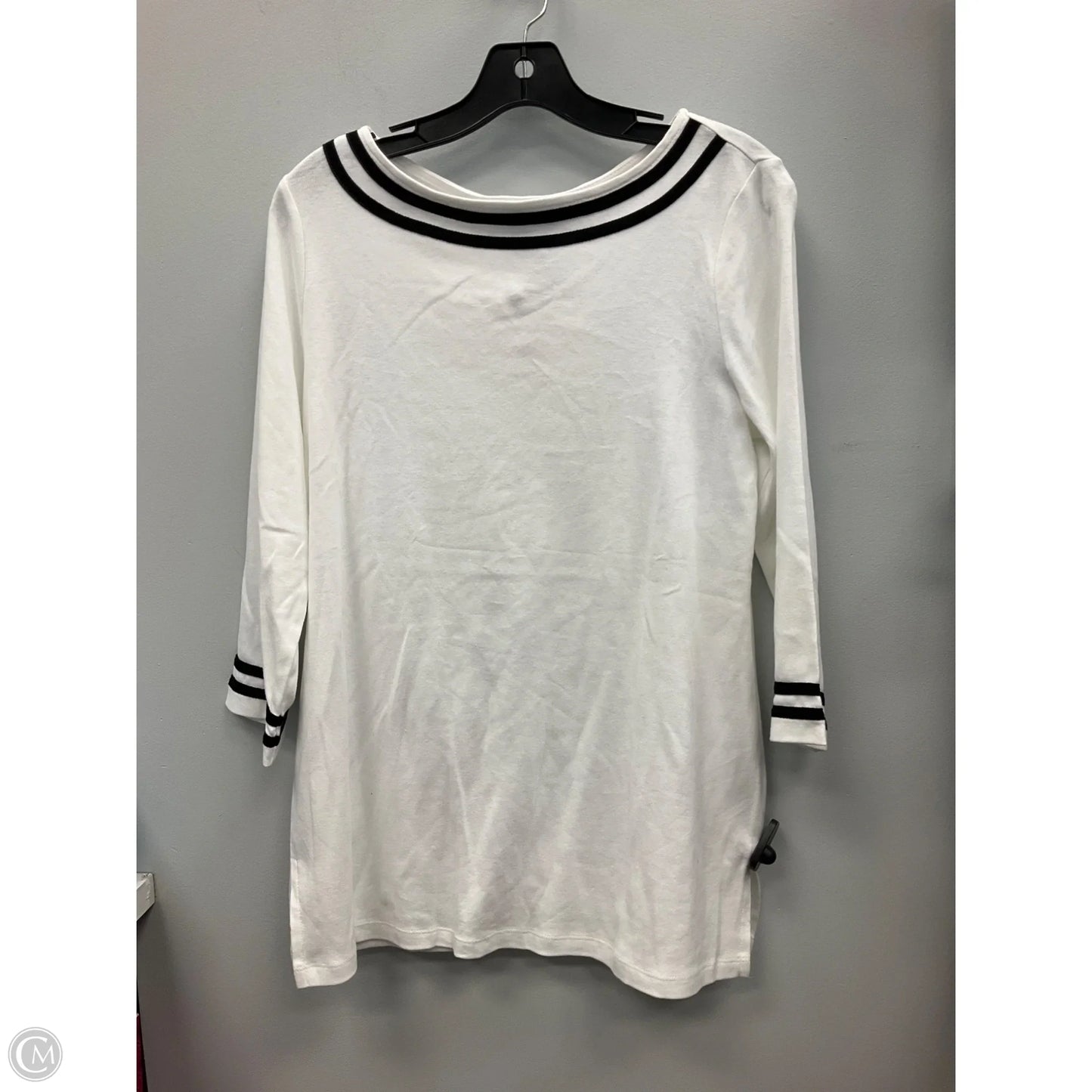 Top 3/4 Sleeve By Karen Scott In Black & White, Size: M