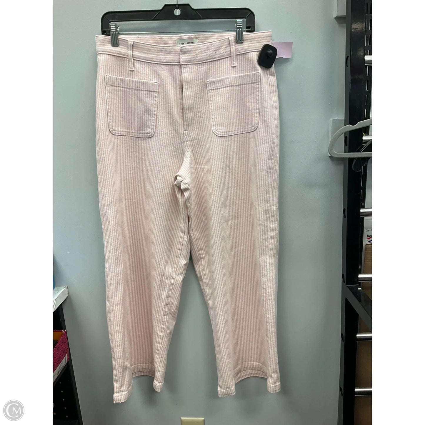 Jeans Wide Leg By Free Assembly In Pink & White, Size: 10
