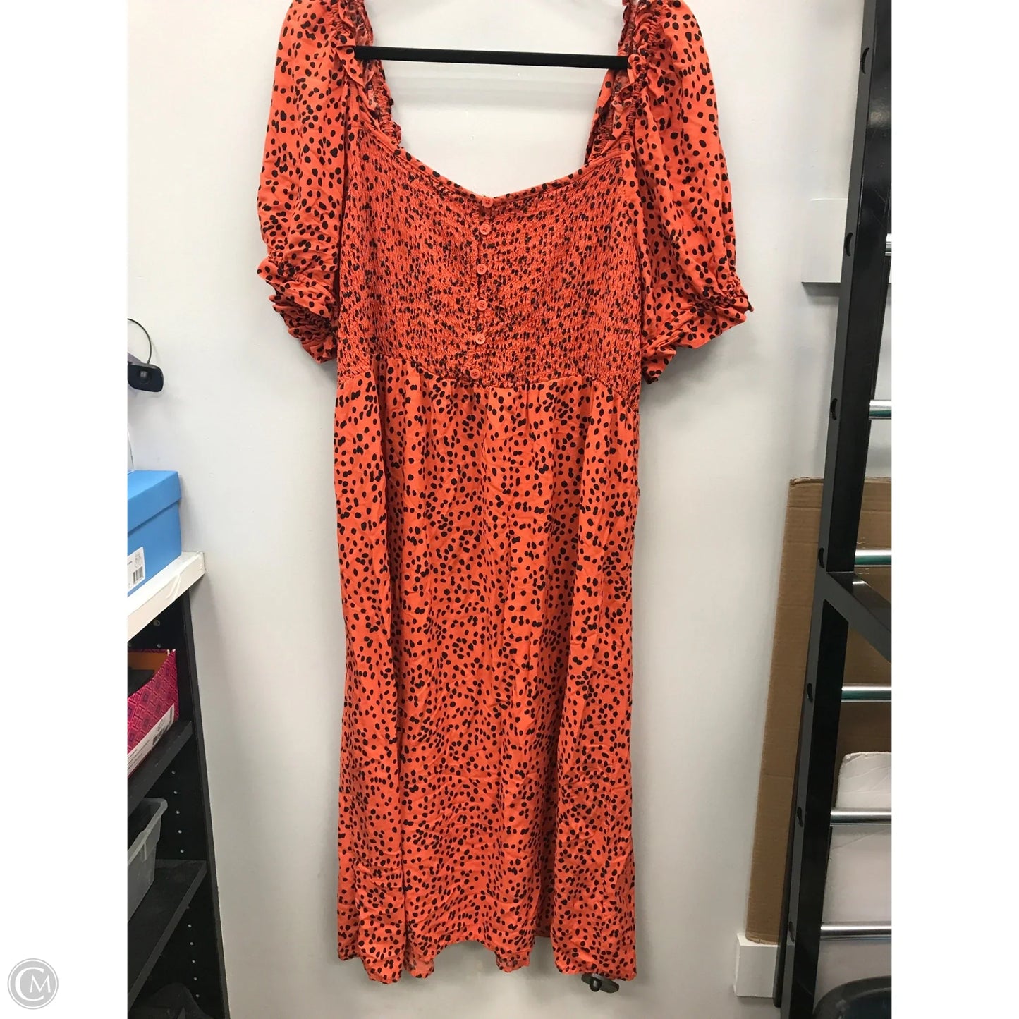 Dress Casual Midi By Beachlunchlounge In Black & Orange, Size: Xxl